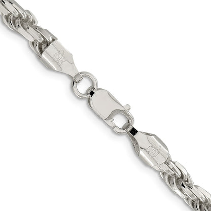 30 Inch Sterling Silver 5.75mm Diamond-Cut Rope Chain Necklace