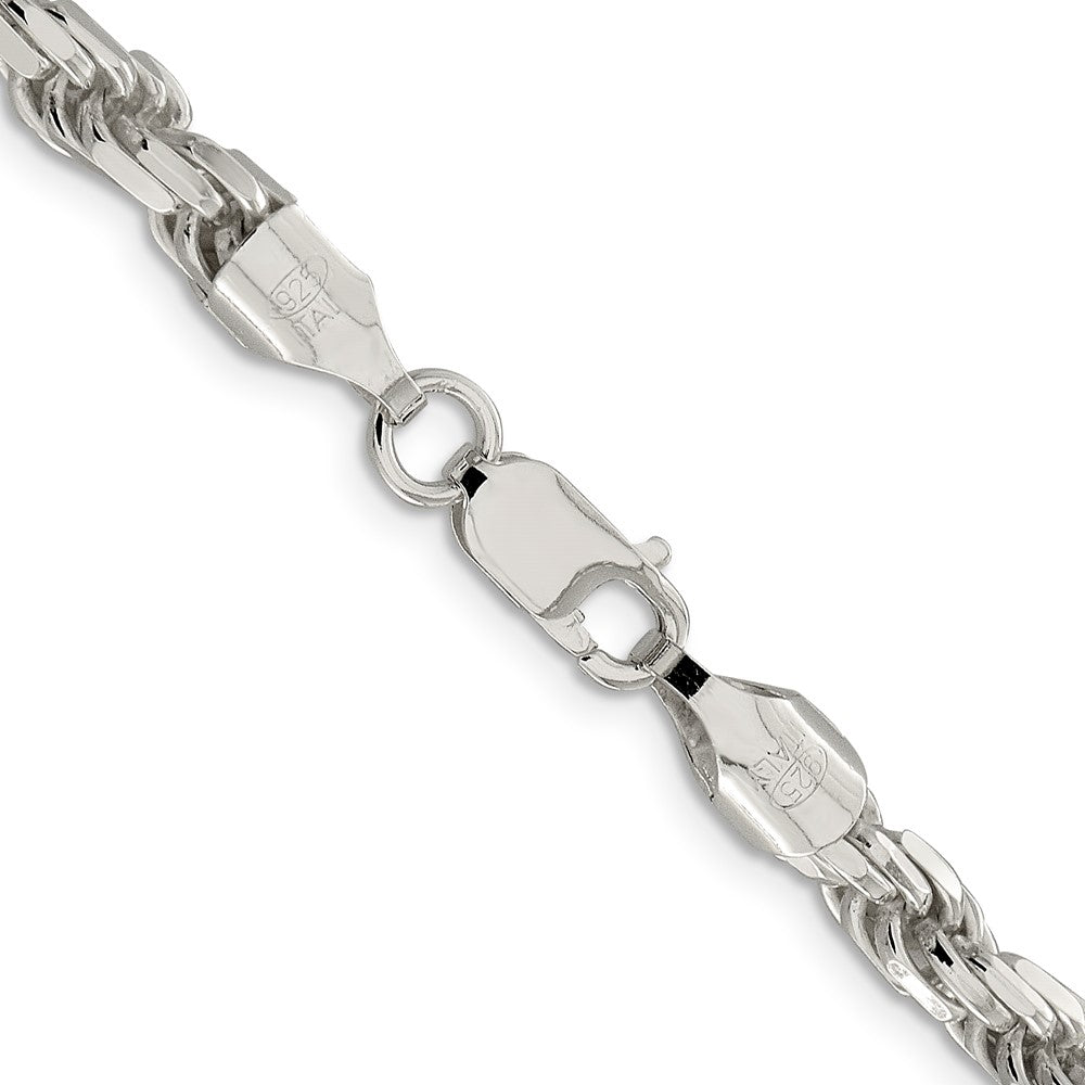28 Inch Sterling Silver 5.75mm Diamond-Cut Rope Chain Necklace