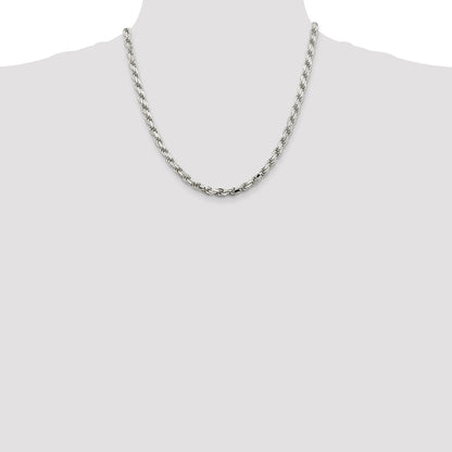 20 Inch Sterling Silver 5.75mm Diamond-Cut Rope Chain Necklace