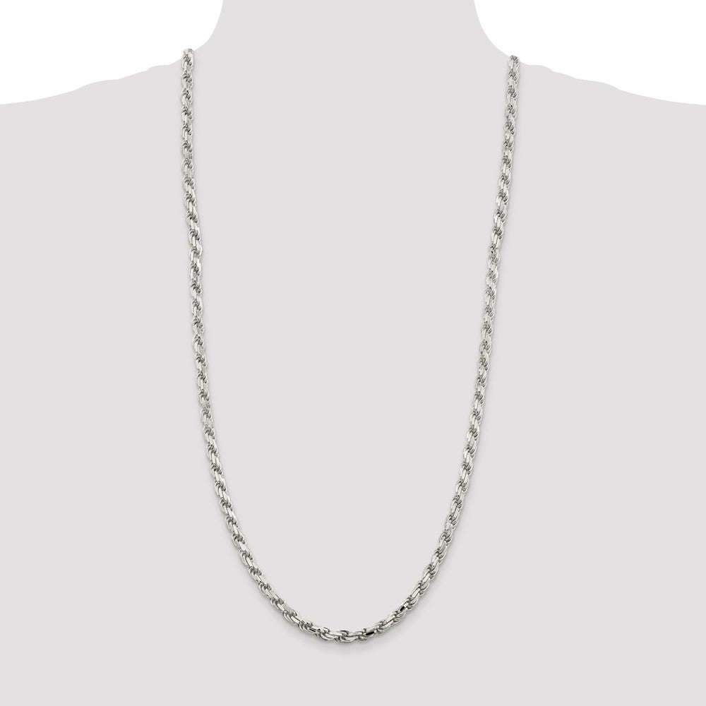 30 Inch Sterling Silver 5.75mm Diamond-Cut Rope Chain Necklace