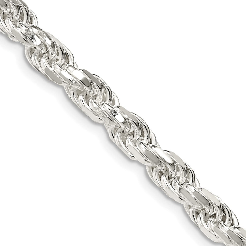30 Inch Sterling Silver 5.75mm Diamond-Cut Rope Chain Necklace