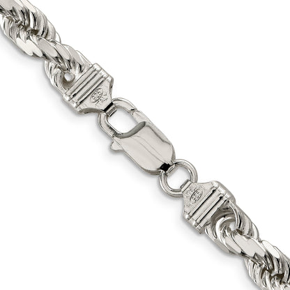 24 Inch Sterling Silver 6.5mm Diamond-Cut Rope Chain Necklace