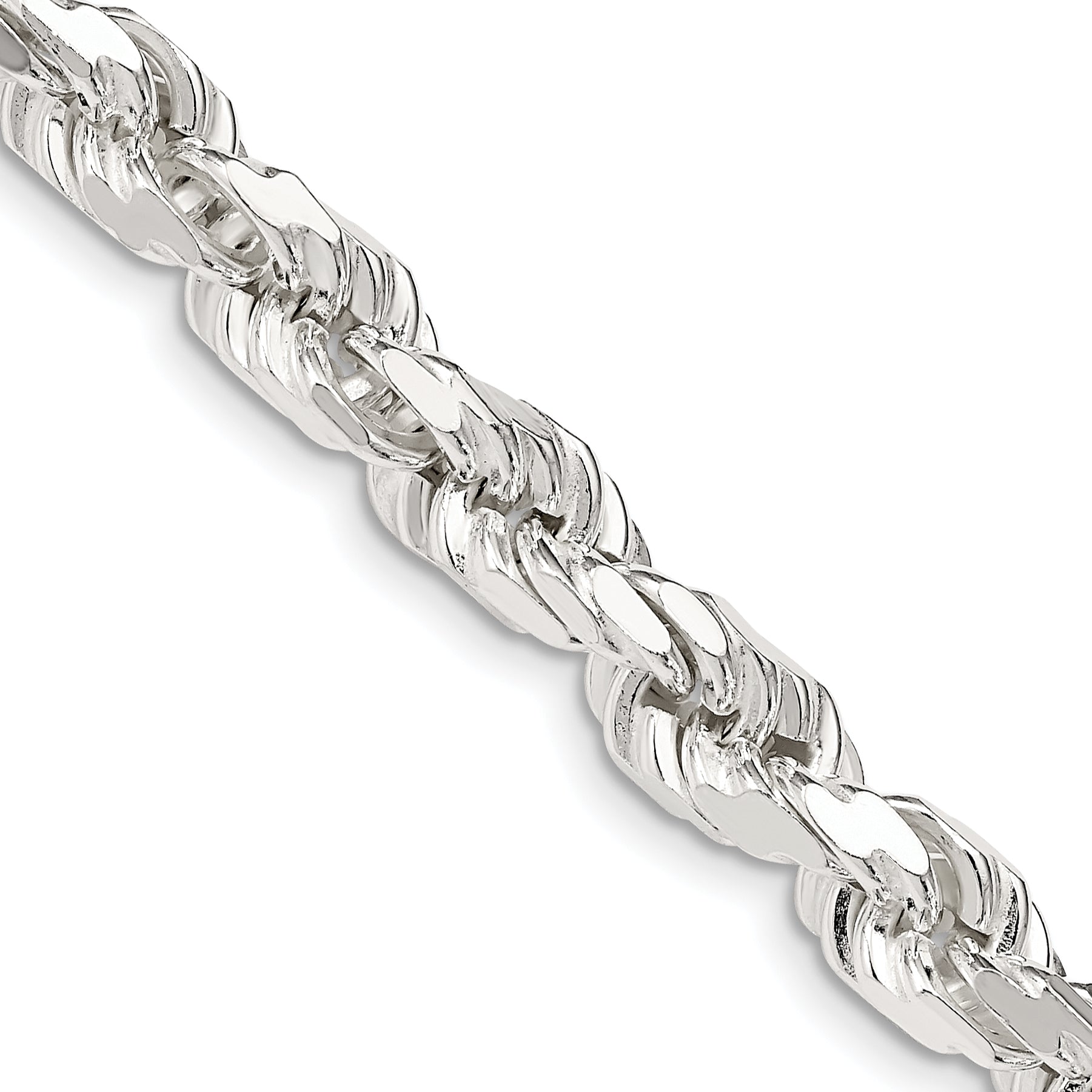 20 Inch Sterling Silver 6.5mm Diamond-Cut Rope Chain Necklace