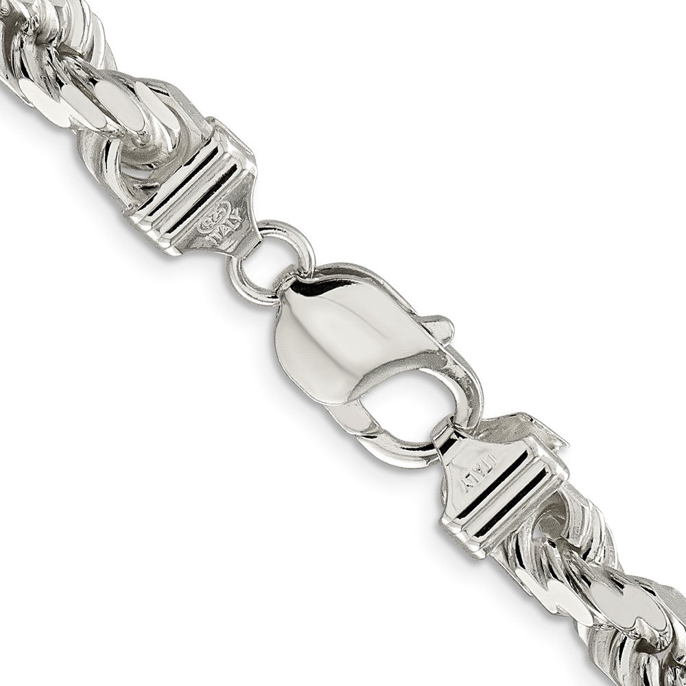 30 Inch Sterling Silver 7.8mm Diamond-Cut Rope Chain Necklace
