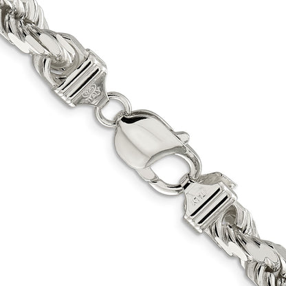 22 Inch Sterling Silver 7.8mm Diamond-Cut Rope Chain Necklace