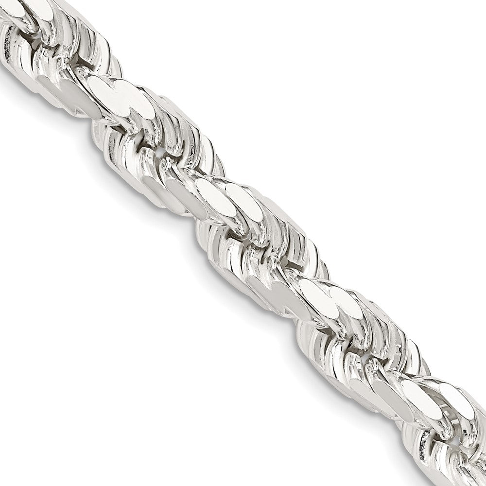 26 Inch Sterling Silver 7.8mm Diamond-Cut Rope Chain Necklace