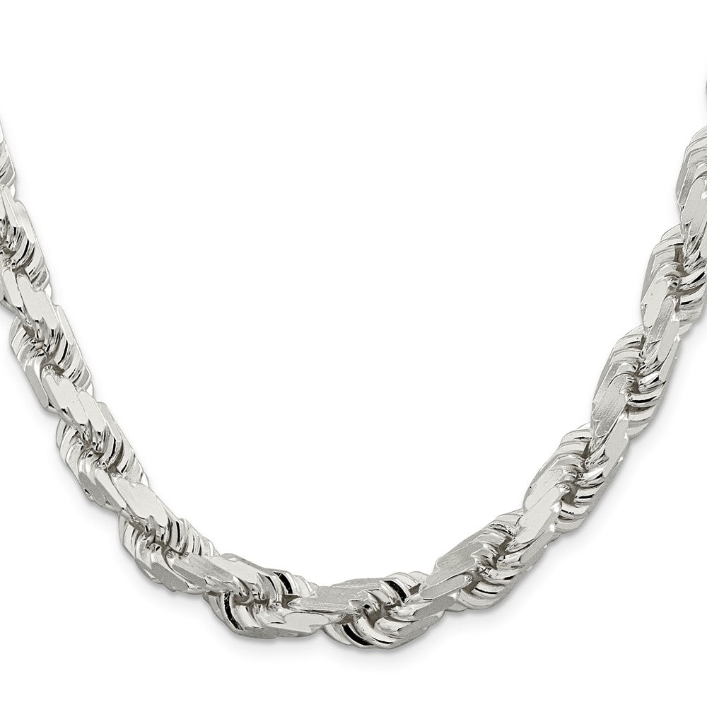 28 Inch Sterling Silver 9.0mm Diamond-Cut Rope Chain Necklace
