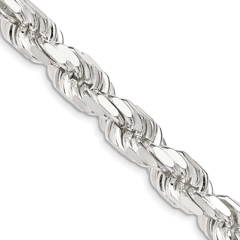 28 Inch Sterling Silver 9.0mm Diamond-Cut Rope Chain Necklace