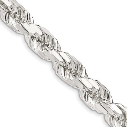 28 Inch Sterling Silver 9.0mm Diamond-Cut Rope Chain Necklace