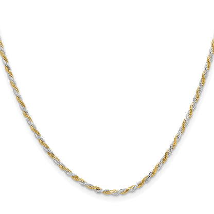 18 Inch Sterling Silver And Vermeil 1.85mm Diamond-Cut Rope Chain Necklace