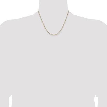 18 Inch Sterling Silver And Vermeil 1.85mm Diamond-Cut Rope Chain Necklace