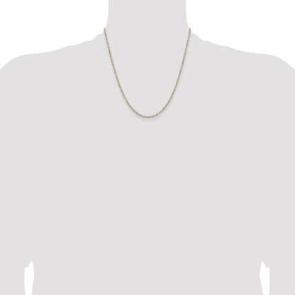 20 Inch Sterling Silver And Vermeil 1.85mm Diamond-Cut Rope Chain Necklace