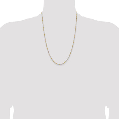 24 Inch Sterling Silver And Vermeil 1.85mm Diamond-Cut Rope Chain Necklace