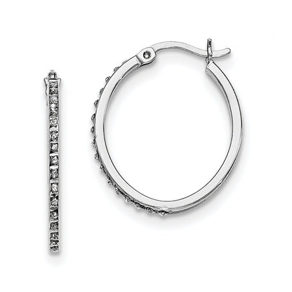 Sterling Silver Diamond Fascination Mystique Platinum-Plated Set Of 3 Oval And Round Hoop Earrings