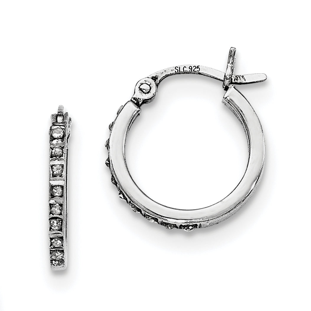 Sterling Silver Diamond Fascination Mystique Platinum-Plated Set Of 3 Oval And Round Hoop Earrings