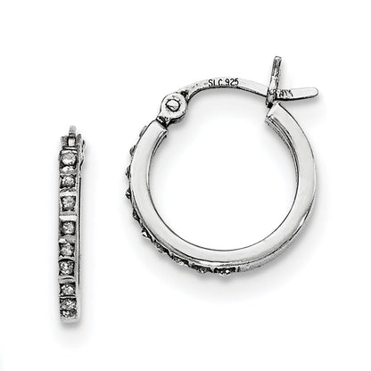 Sterling Silver Diamond Fascination Mystique Platinum-Plated Set Of 3 Oval And Round Hoop Earrings