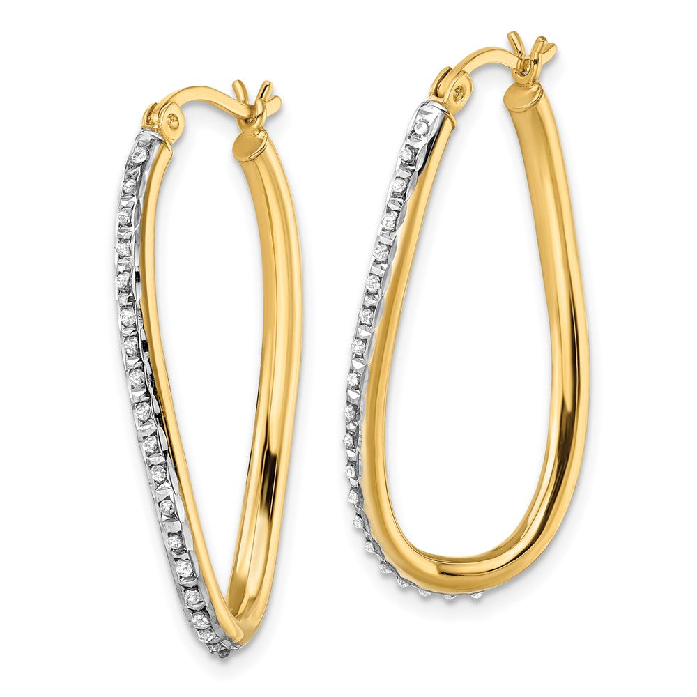 Sterling Silver Diamond Fascination Mystique 18K Gold-Plated Oval Twist Hoop Earrings