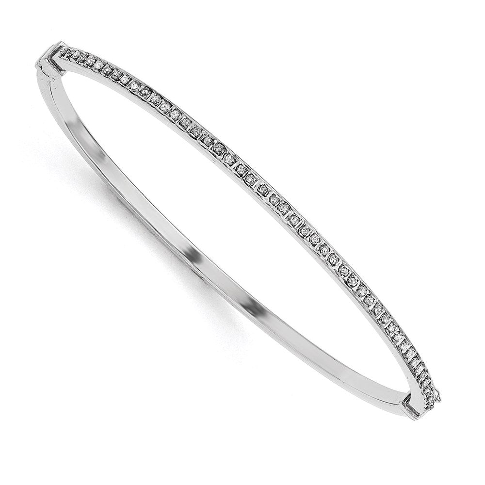Sterling Silver Diamond Fascination Mystique Platinum-Plated Hoop Earrings And Hinged Bangle Set