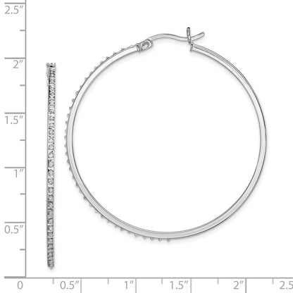 Sterling Silver Diamond Fascination Mystique Platinum-Plated Round Hoop Earrings