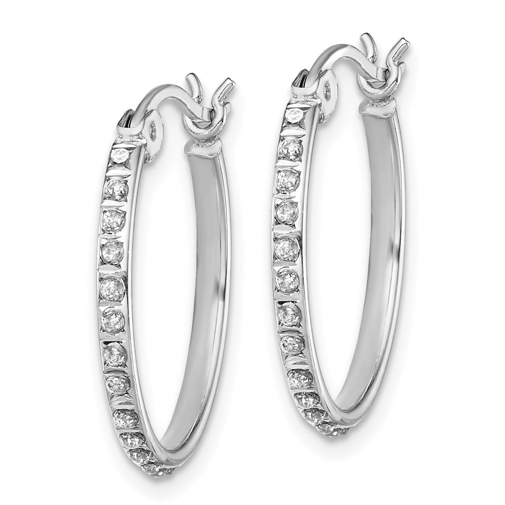 Sterling Silver Diamond Fascination Mystique Platinum-Plated Round Hoop Earrings