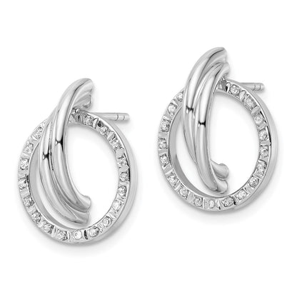 Sterling Silver Diamond Fascination Mystique Platinum-Plated Post Earrings