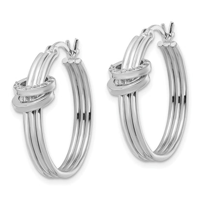 Sterling Silver Diamond Fascination Mystique Platinum-Plated Fancy Hoop Earrings