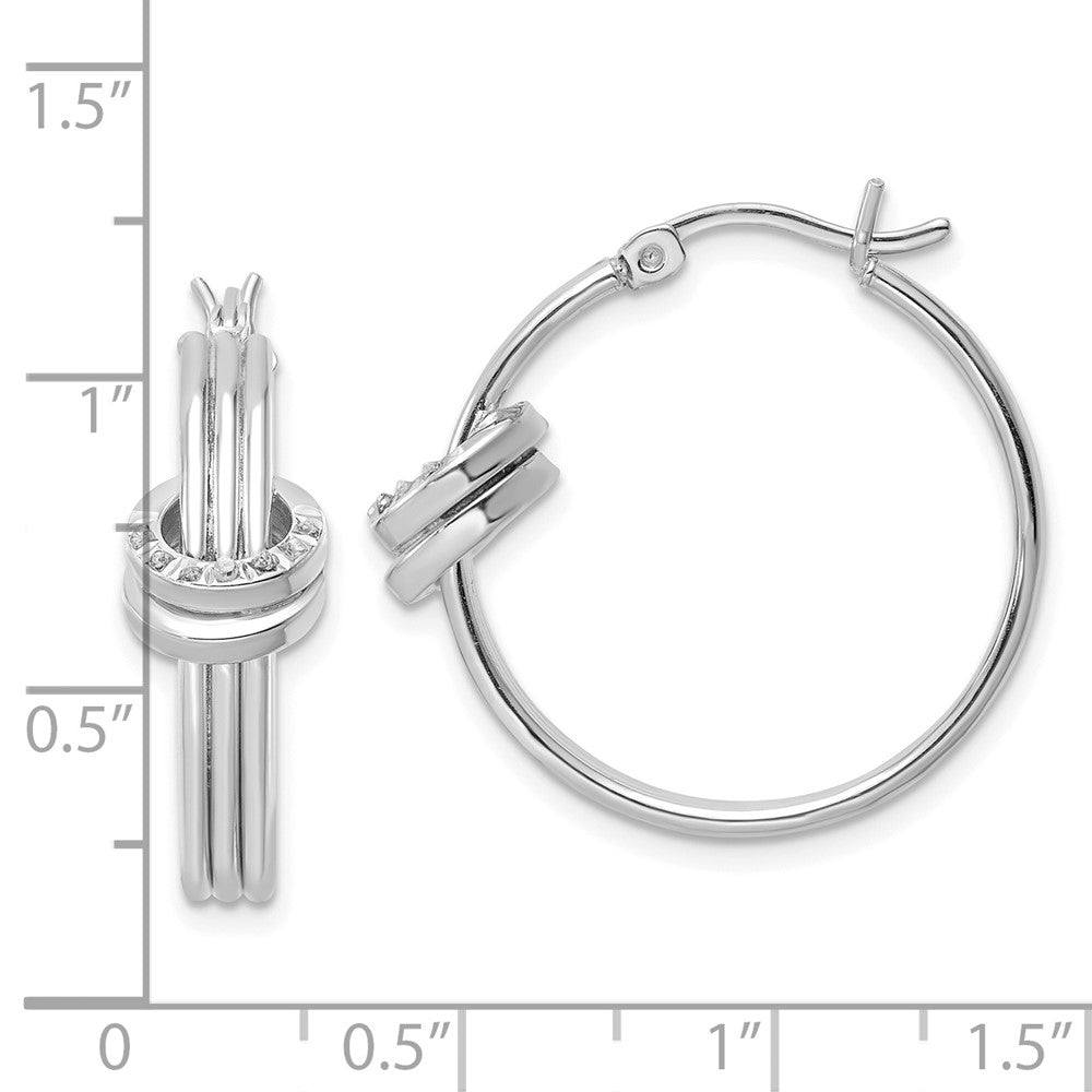 Sterling Silver Diamond Fascination Mystique Platinum-Plated Fancy Hoop Earrings