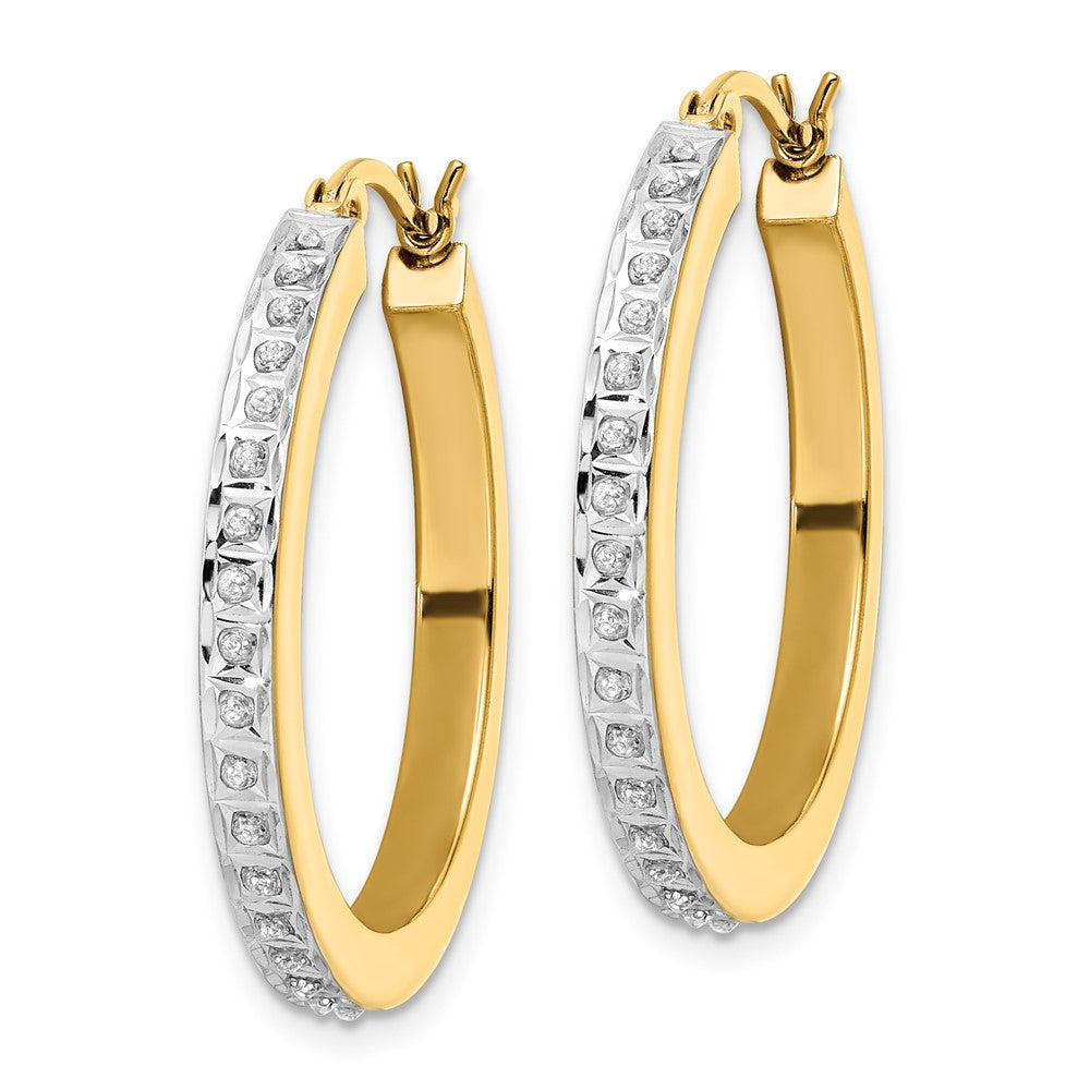 Ss/Gold Plated Diamond Fascination Mystique Sterling Silver 18K Gold-Plated Hoop Earrings