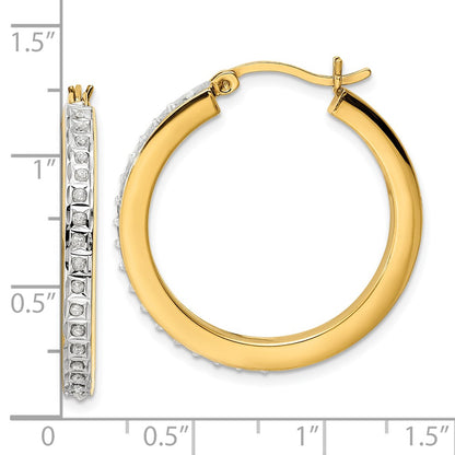 Ss/Gold Plated Diamond Fascination Mystique Sterling Silver 18K Gold-Plated Hoop Earrings