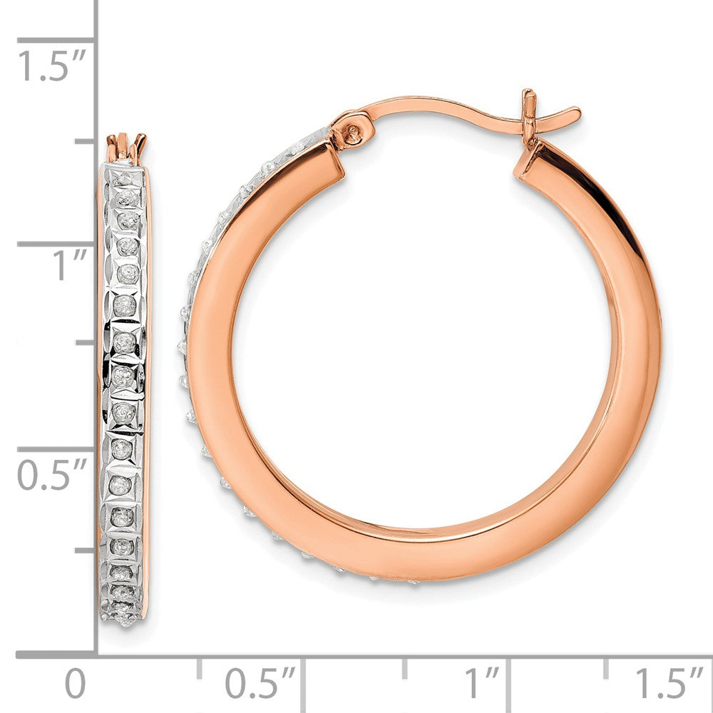 Ss/Rose Plated Diamond Fascination Mystique Sterling Silver 18K Rose Gold-Plated Hoop Earrings
