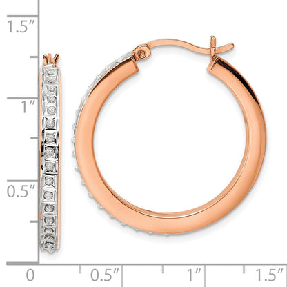 Ss/Rose Plated Diamond Fascination Mystique Sterling Silver 18K Rose Gold-Plated Hoop Earrings