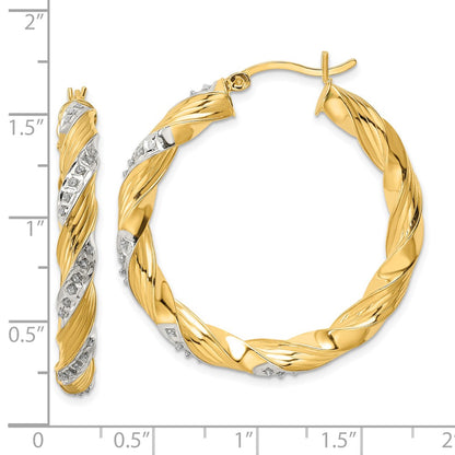 Ss/Gold Plated Diamond Fascination Mystique Sterling Silver 18K Gold-Plated Twisted Hoop Earrings