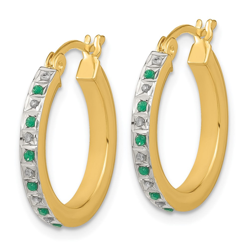 Sterling Silver Diamond Fascination Mystique 18K Gold-Plated And Emerald Hoop Earrings Bangle Set