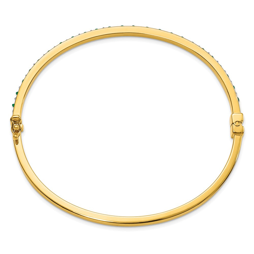 Sterling Silver Diamond Fascination Mystique 18K Gold-Plated And Emerald Hoop Earrings Bangle Set