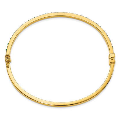 Sterling Silver Diamond Fascination Mystique 18K Gold-Plated And Emerald Hoop Earrings Bangle Set