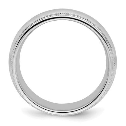 Sterling Silver Rhodium Plated 8mm Comfort Fit Double Milgrain Band