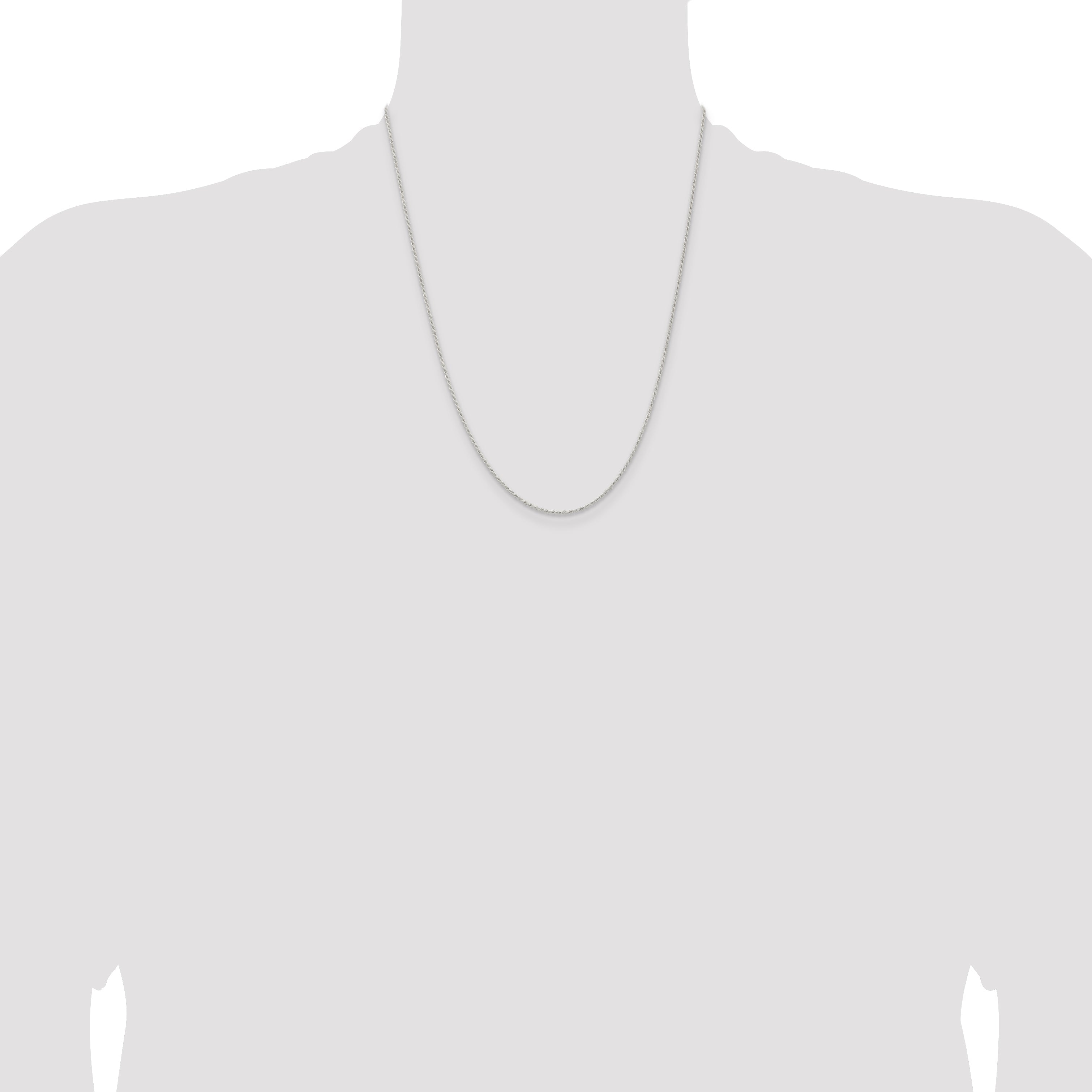 22 Inch Sterling Silver 1.3mm Solid Rope Chain Necklace