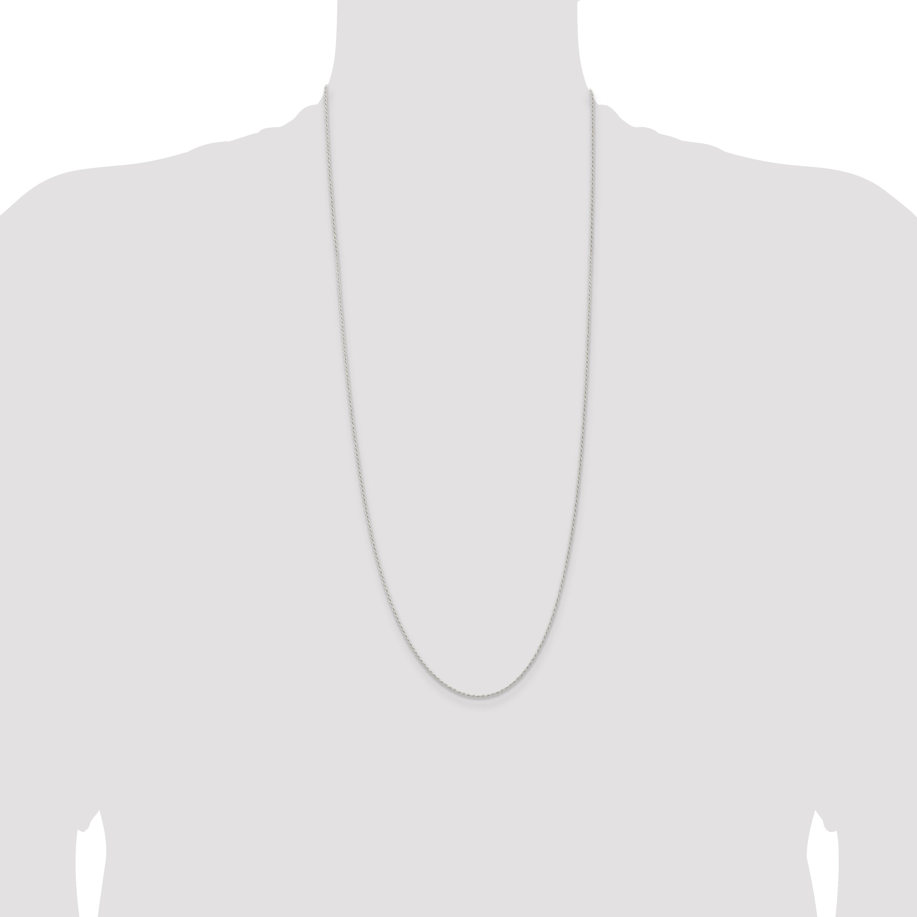 30 Inch Sterling Silver 1.3mm Solid Rope Chain Necklace
