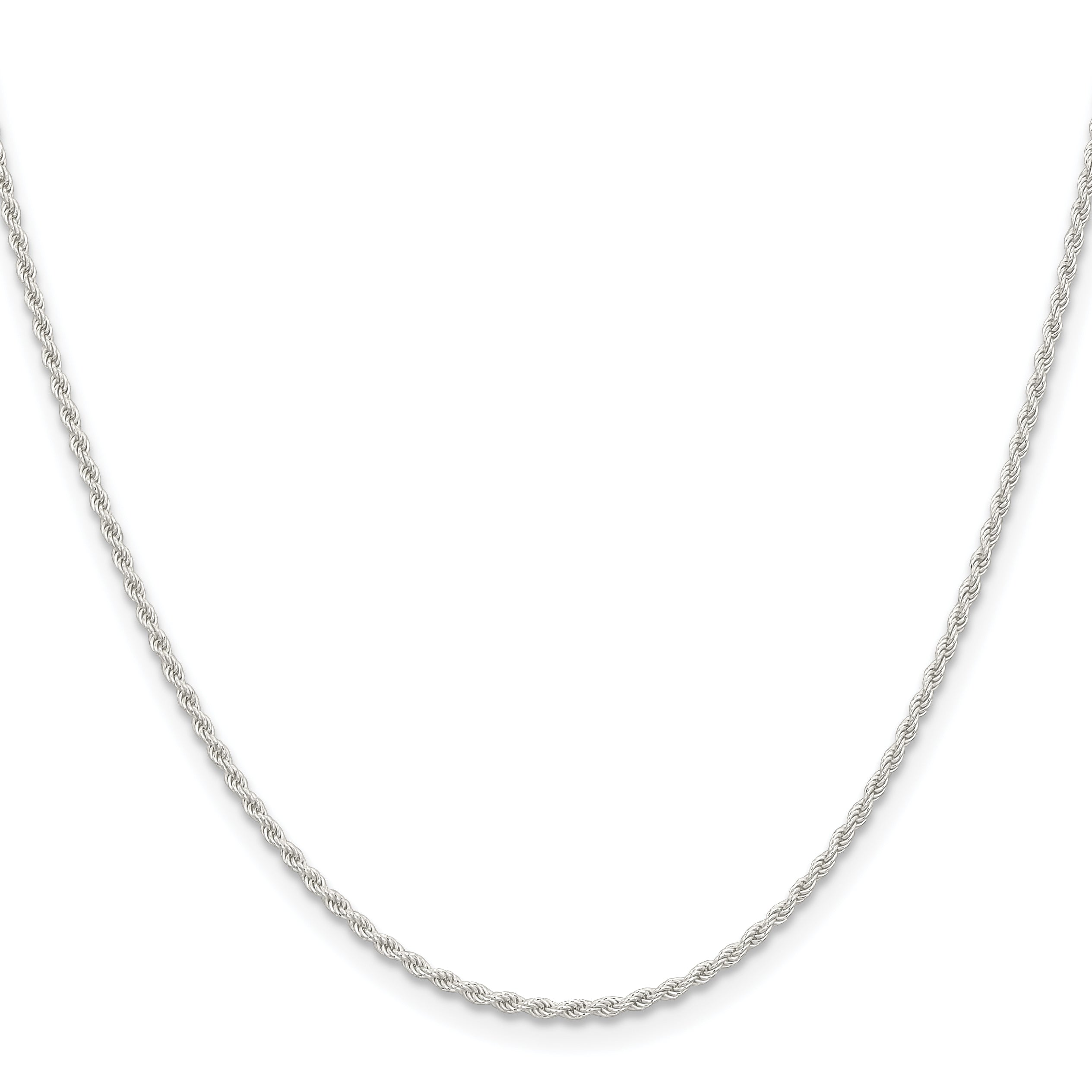 20 Inch Sterling Silver 1.5mm Solid Rope Chain Necklace