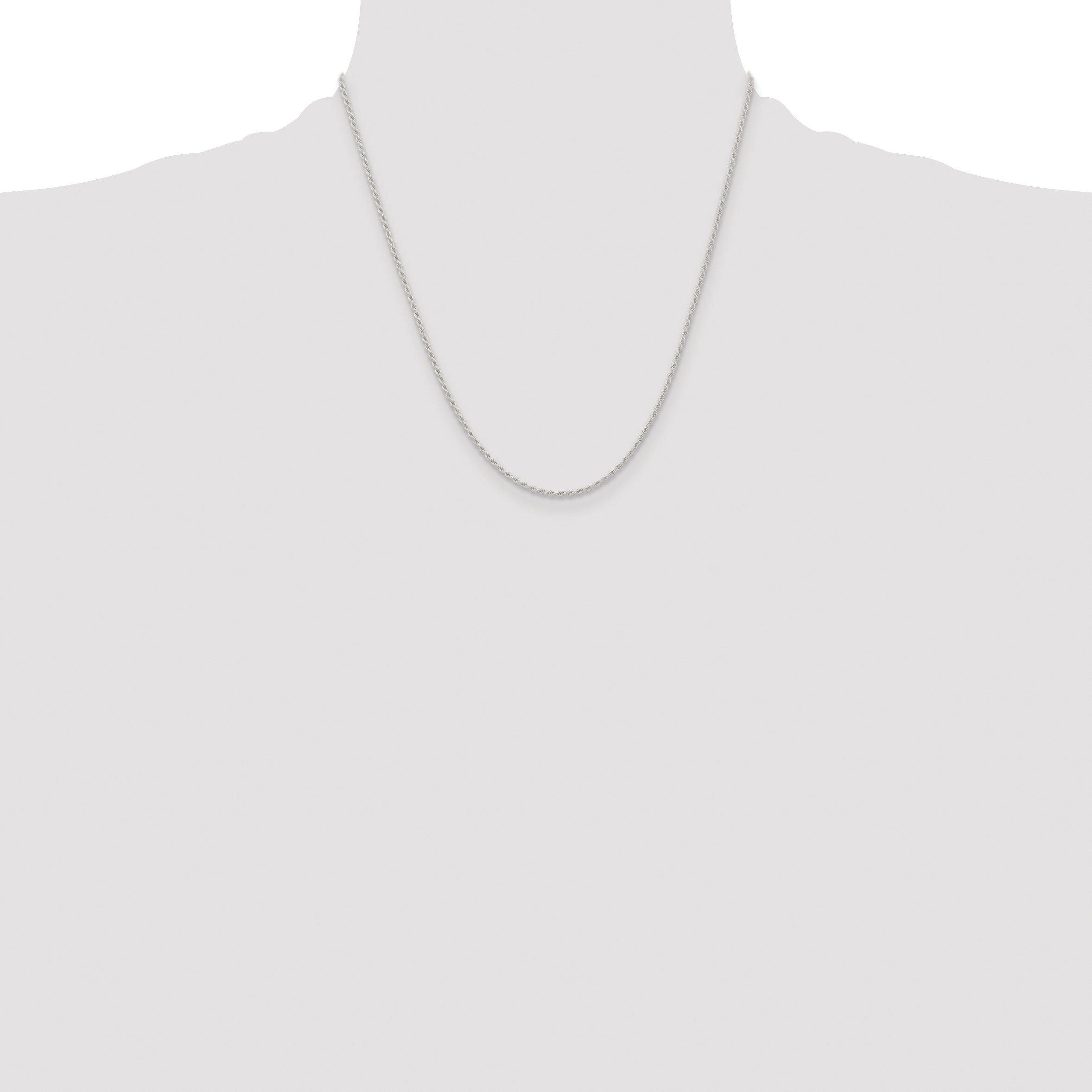 20 Inch Sterling Silver 1.5mm Solid Rope Chain Necklace