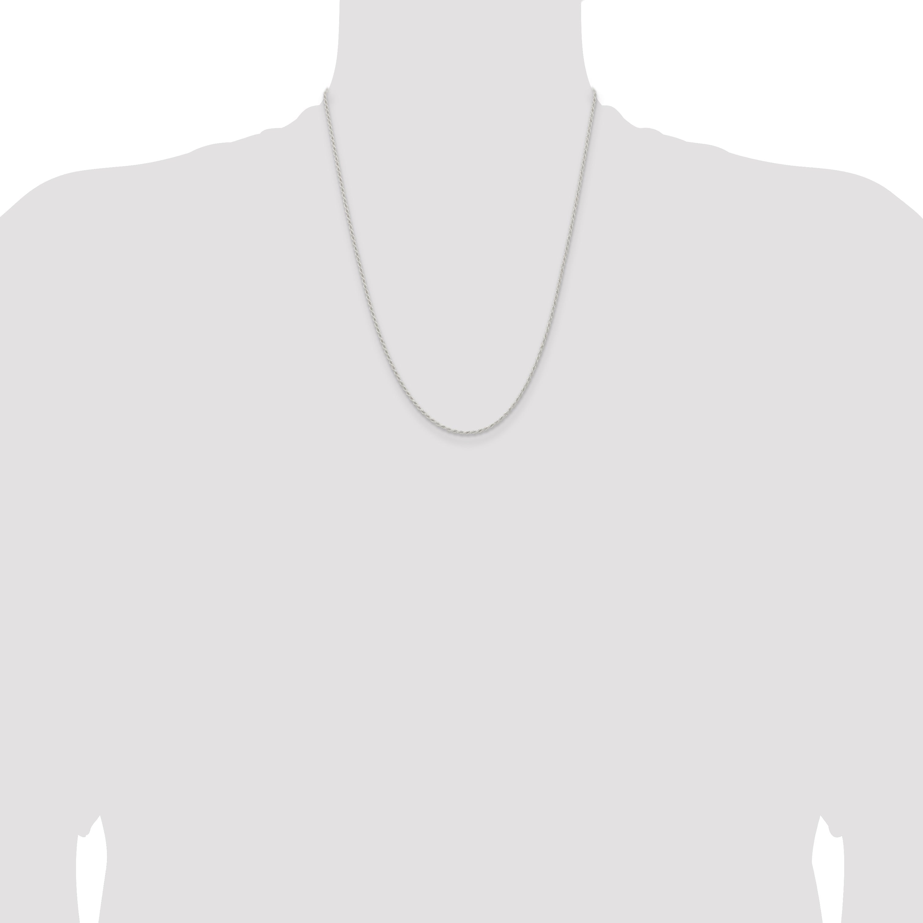 22 Inch Sterling Silver 1.5mm Solid Rope Chain Necklace