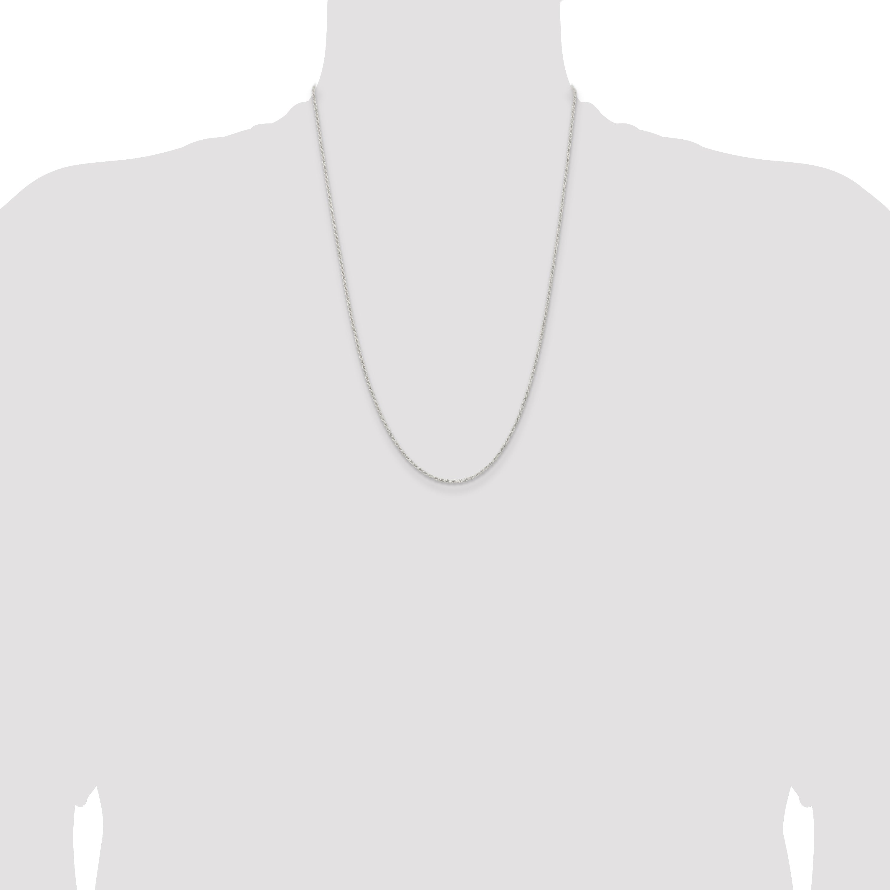 24 Inch Sterling Silver 1.5mm Solid Rope Chain Necklace