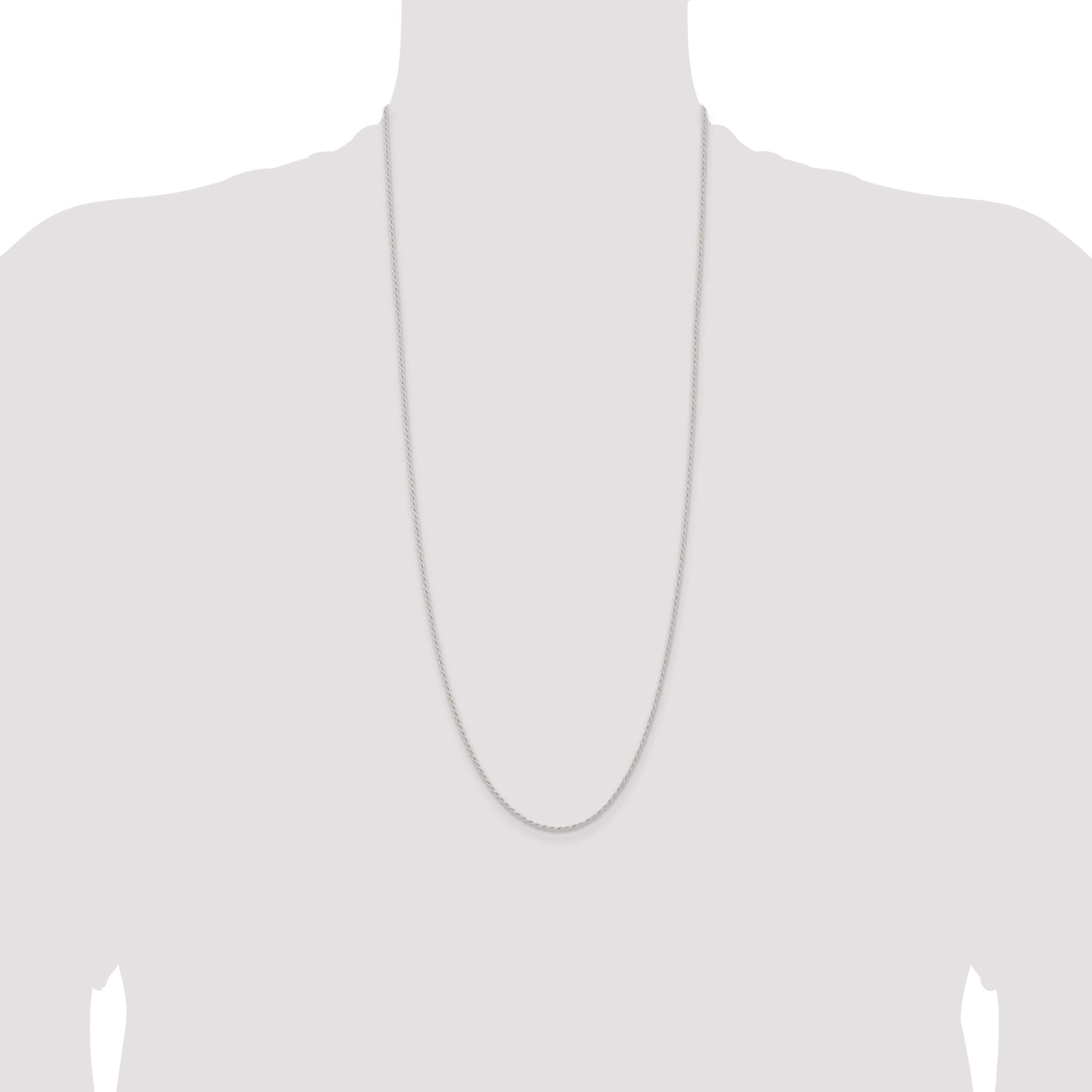 30 Inch Sterling Silver 1.5mm Solid Rope Chain Necklace
