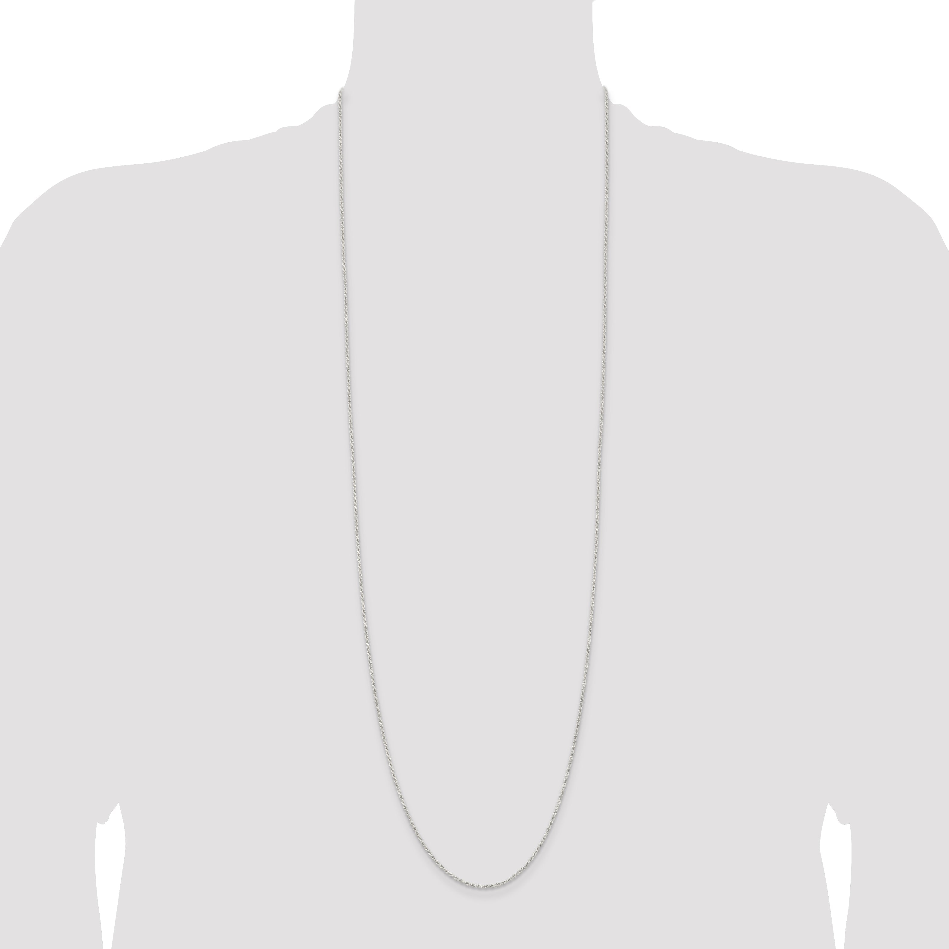 36 Inch Sterling Silver 1.5mm Solid Rope Chain Necklace