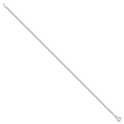 9 Inch Sterling Silver 1.5mm Solid Rope Chain Anklet
