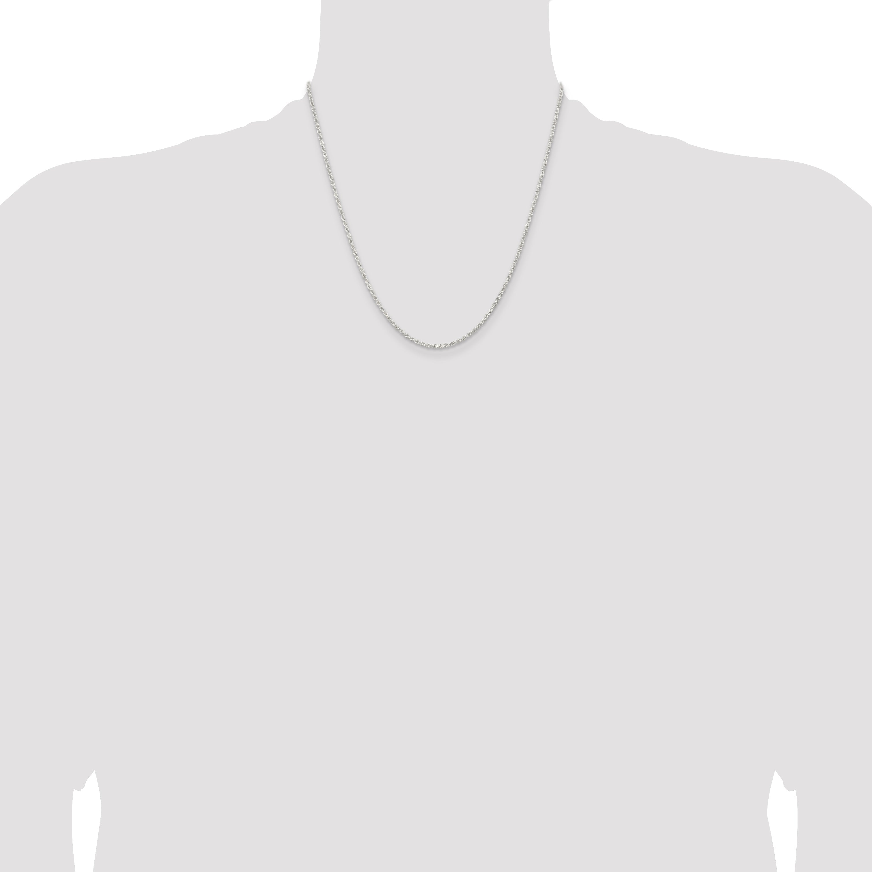 20 Inch Sterling Silver 1.8mm Solid Rope Chain Necklace