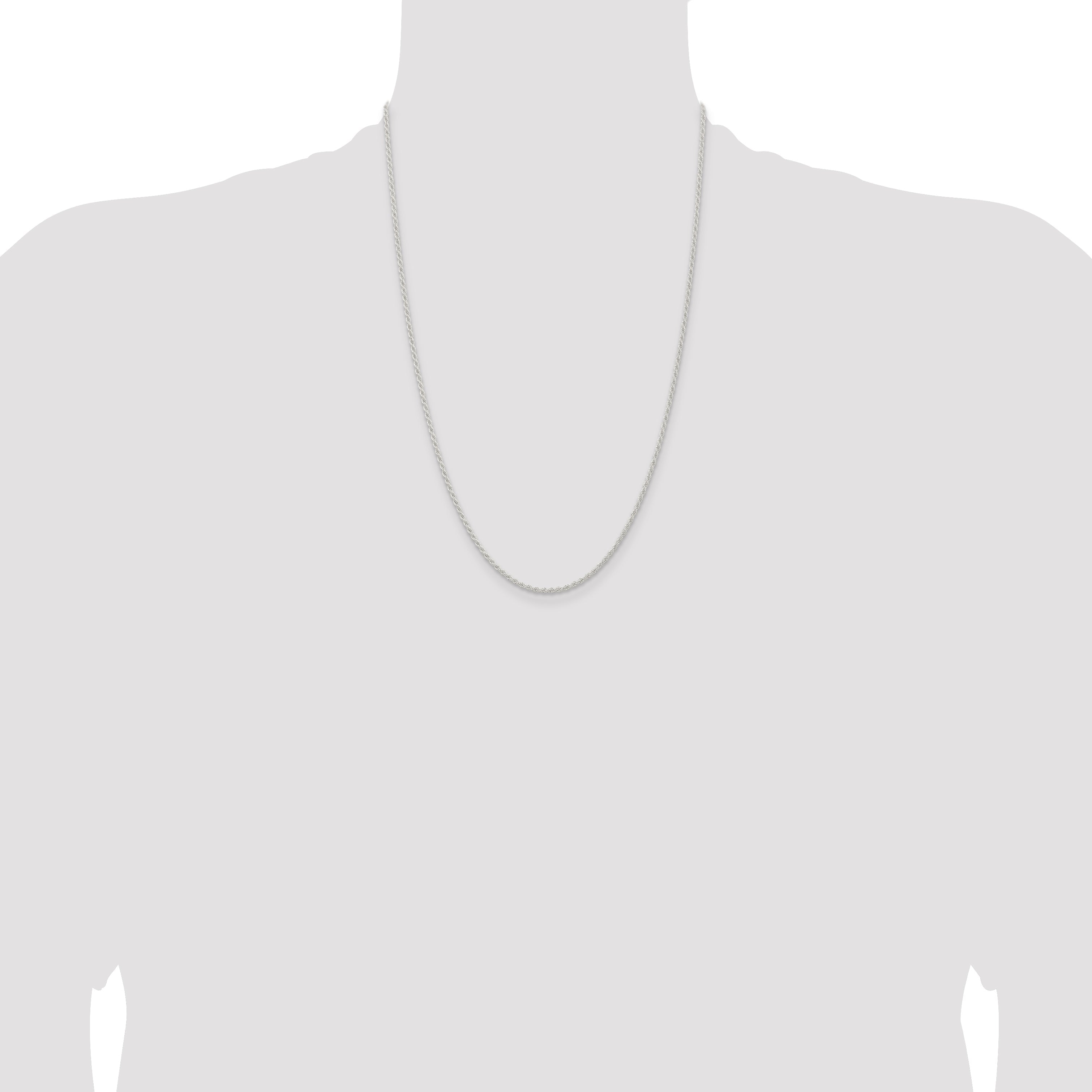 24 Inch Sterling Silver 1.8mm Solid Rope Chain Necklace