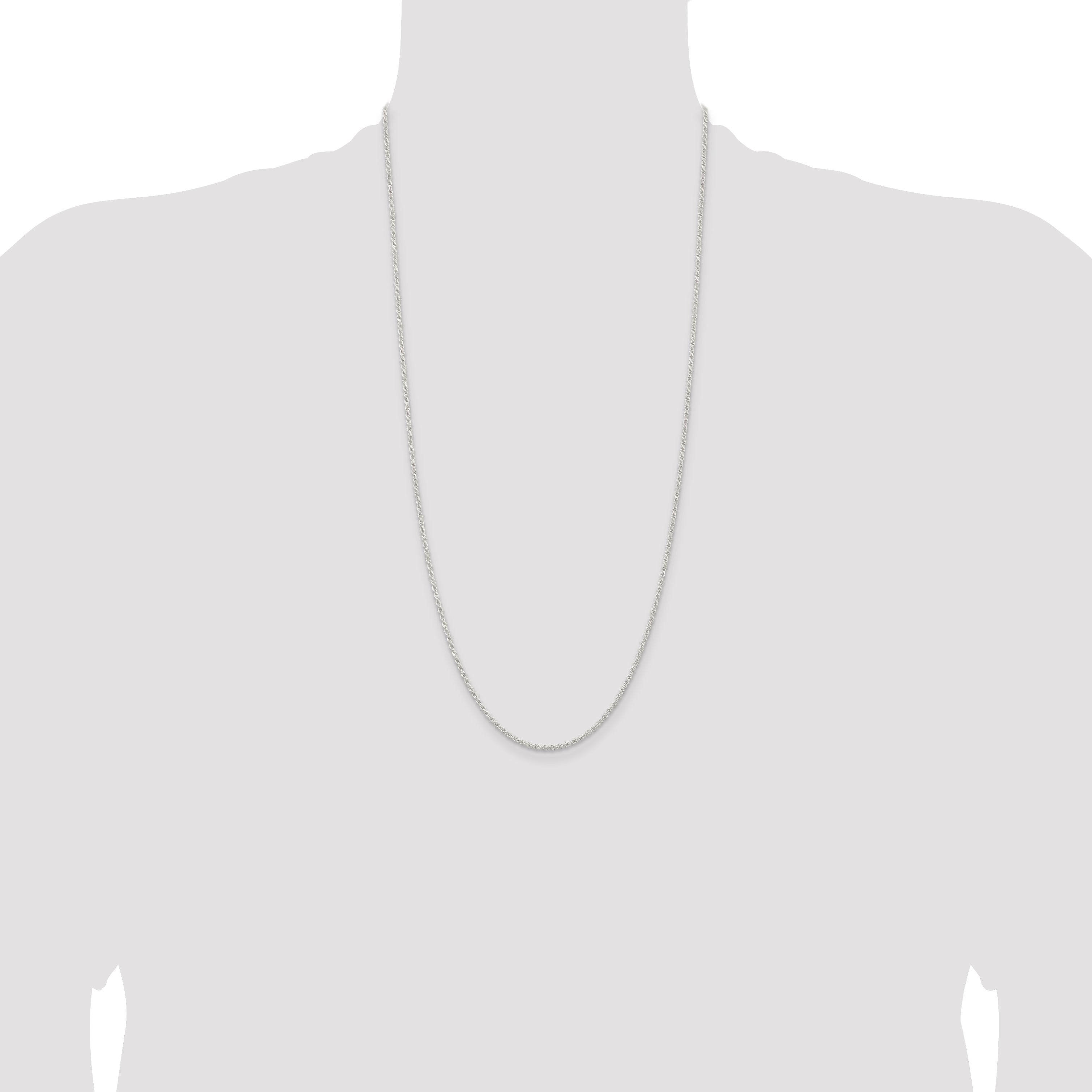 28 Inch Sterling Silver 1.8mm Solid Rope Chain Necklace