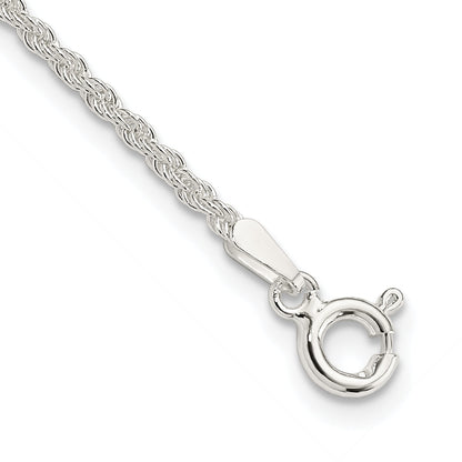 9 Inch Sterling Silver 1.8mm Solid Rope Chain Anklet