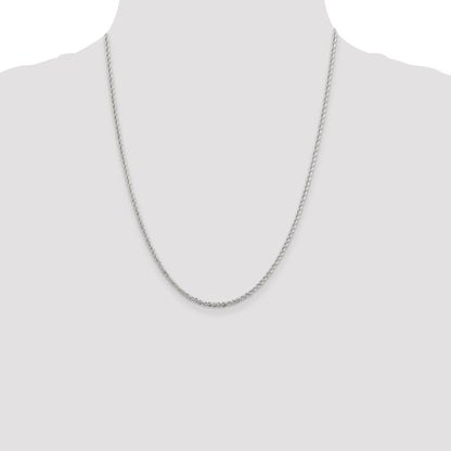 22 Inch Sterling Silver 2.3mm Solid Rope Chain Necklace